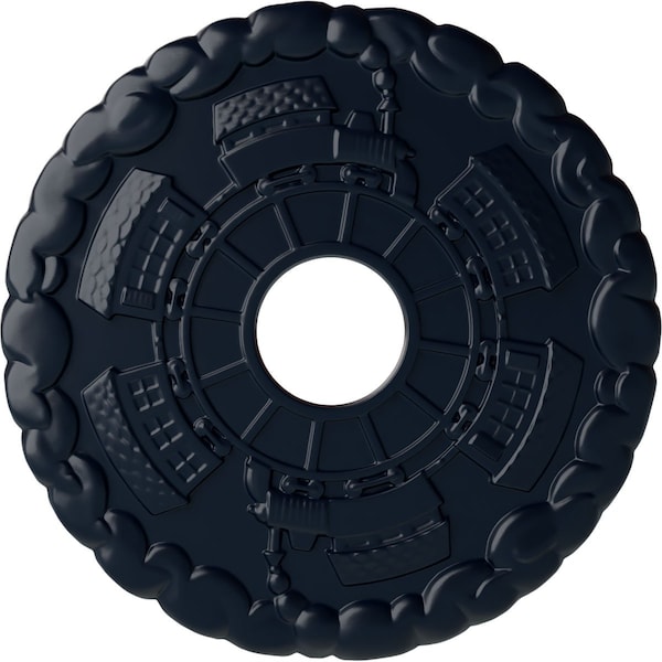 Ekena Millwork Kendall Train Station Medallion (Canopies up to 3 7/8"), 18 1/2"OD x 3 7/8"ID x 1"P, Midnight Dream CM18KDMDF - main